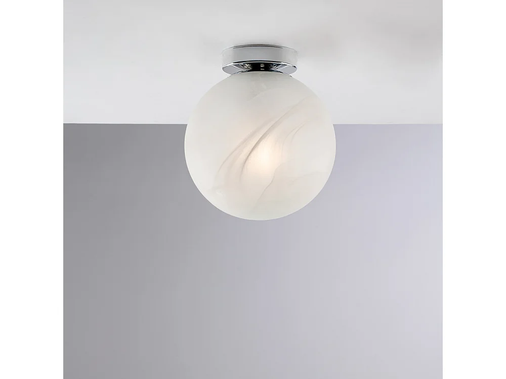 Olaf Plafoniera in ferro cromato 1 luce con sfera dm.20 H.23 Ø20 BL294-PL1-CR