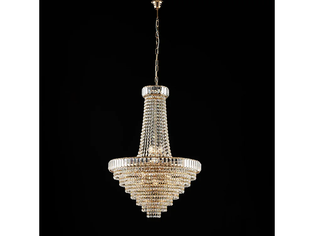 Vladimir Chandelier in iron and gold-plated brass with rhinestones 11 lights 152 Ø62 BL263-11-OR