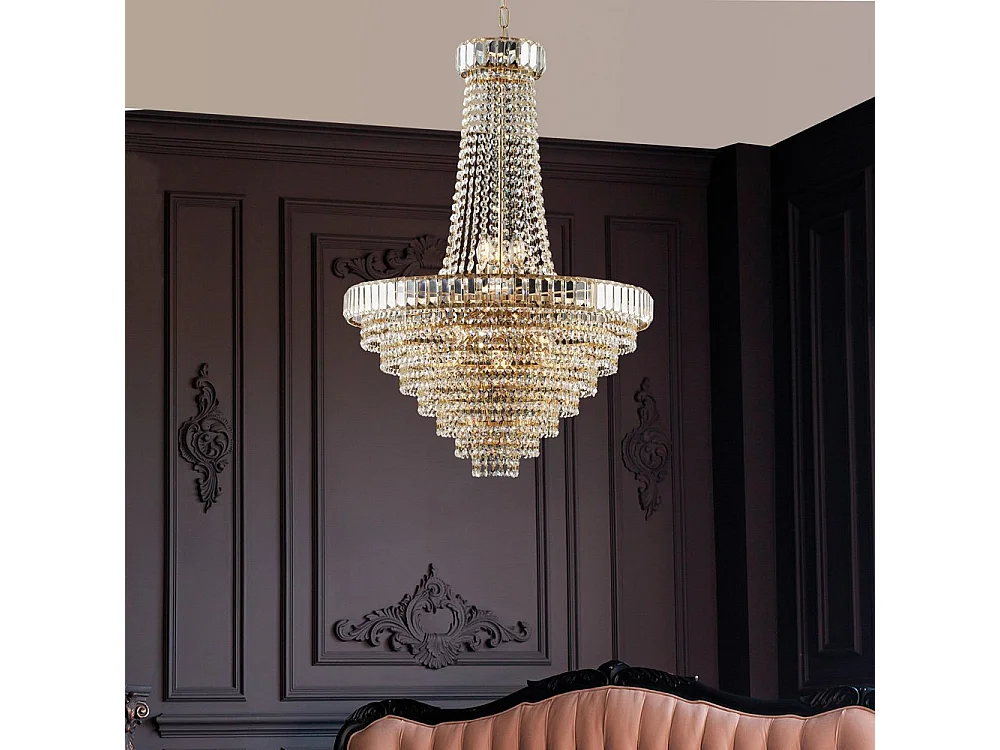 Vladimir Chandelier in iron and gold-plated brass with rhinestones 11 lights 152 Ø62 BL263-11-OR