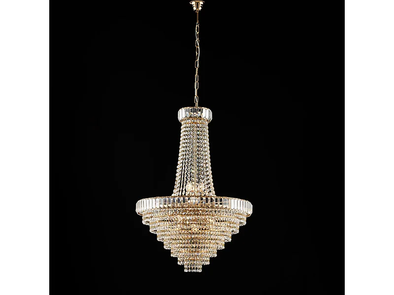 Vladimir - Kronleuchter aus Eisen und goldenem Messing mit Strasssteinen 11 Lichter 152 - Ø62 - BL263-11-OR