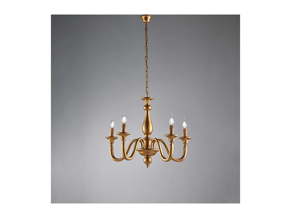 Lucca Lustre antique en bois doré 5 lumières 116 d.62 BL271-5-OR