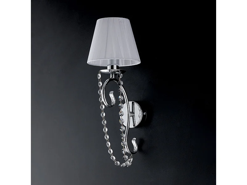 Magda - 1 lichts verchroomde ijzeren wandlamp met lampenkap .13 - P.15 - BL146-AP1-CR-PAR