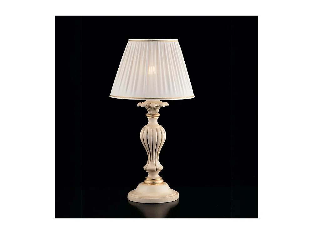 Leonardo Lampe en bois ivoire et doré 1 lumière avec abat-jour dm.35 H.62 d.35 BL180-LM-AV
