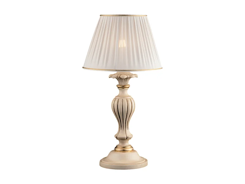 Leonardo - Ivoor en goud houten lamp 1 lichts met lampenkap dm.35 H.62 - Ø35 - BL180-LM-AV