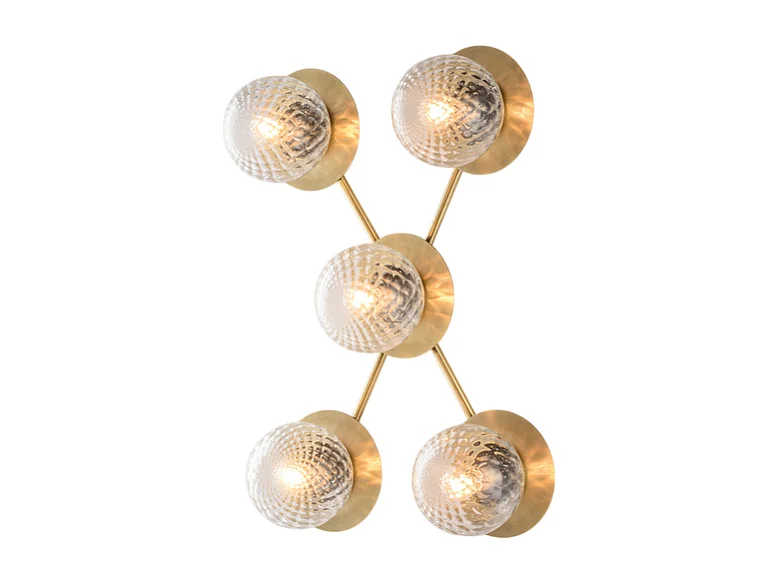 Bonetti Illumina -  Armonia - Deckenleuchte aus gebürstetem bronziertem Eisen, 5 Lichter, L. 62 x 42 - BL285-PL5-BRZ