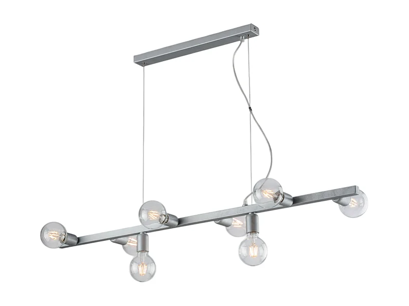 Fabian Suspension en fer laqué blanc et argent 8 lumières L.121 X 16 BL293-8-ARG