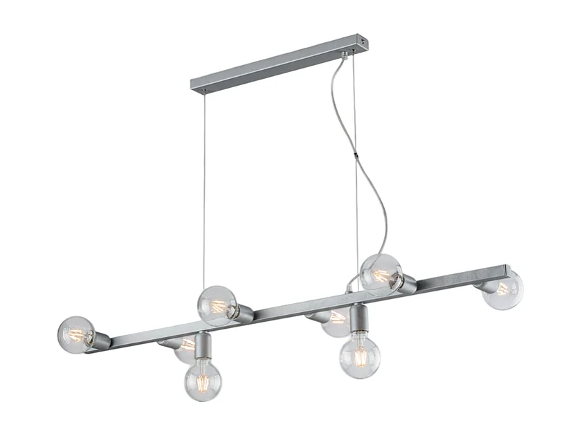 Fabian Suspension en fer laqué blanc et argent 8 lumières L.121 X 16 BL293-8-ARG