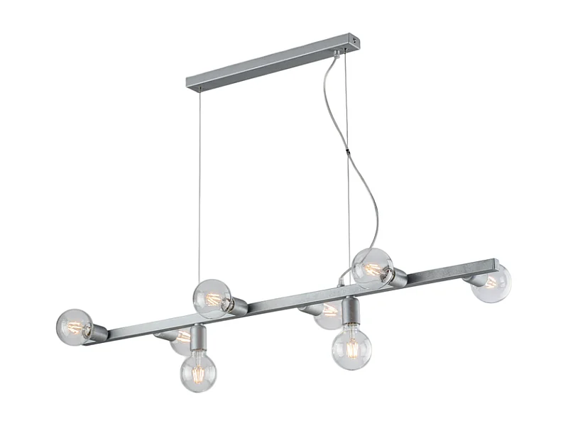 Fabian Suspension en fer laqué blanc et argent 8 lumières L.121 X 16 BL293-8-ARG