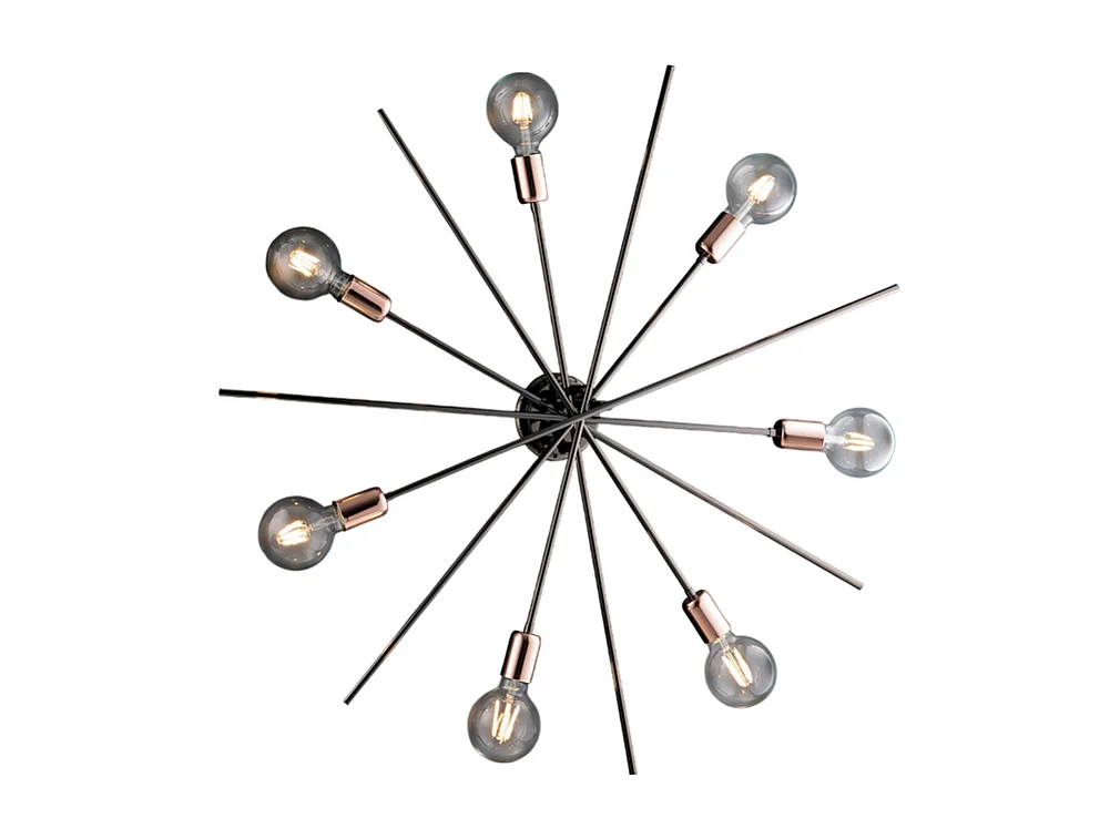 Bonetti Illumina -  Bloom - Deckenleuchte aus Eisen, Chrom, Schwarz und Kupfer, 7 Lichter, H.14 - Ø95 - BL200-PL7-NR