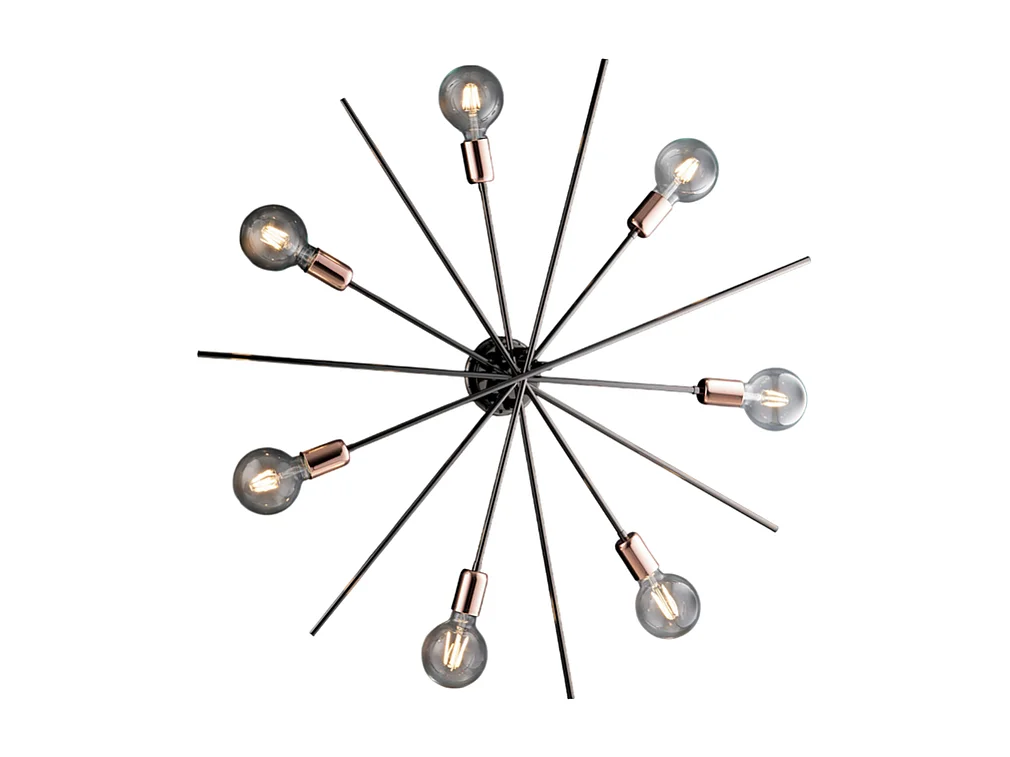 Bloom - Ijzer chroom zwart en koper plafondlamp 7 lichts H.14 - Ø95 - BL200-PL7-NR