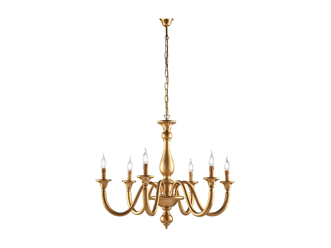 Lucca Lustre antique en bois doré 6 lumières 129 d.86 BL271-6-OR