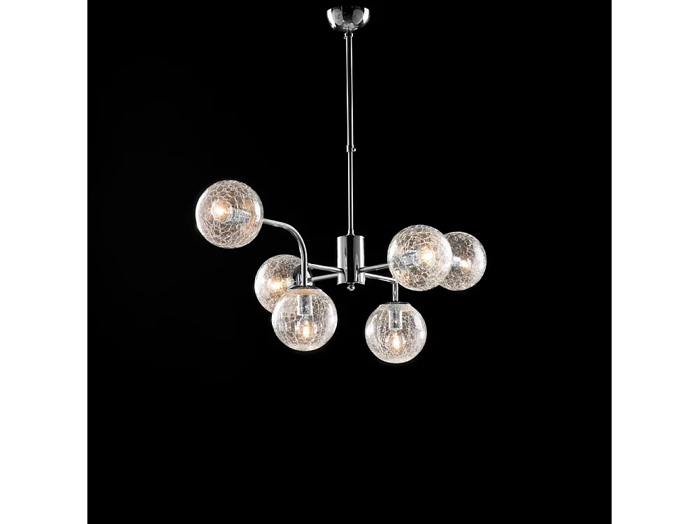 Ikarus Sospensione in ferro cromo lucido 6 luci X 92 Ø86 BL213-6-CR