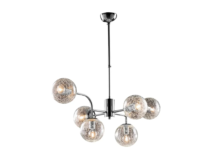 Bonetti Illumina -  Ikarus - Aufhängung aus poliertem Chrom-Eisen, 6 Leuchten x 92 - Ø86 - BL213-6-CR