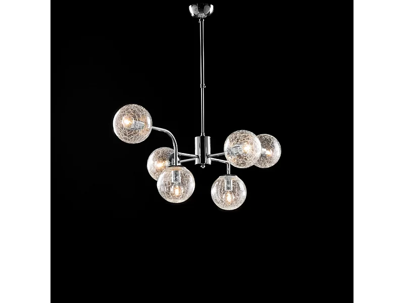 Ikarus Suspension en fer chromé poli 6 lumières X 92 d.86 BL213-6-CR