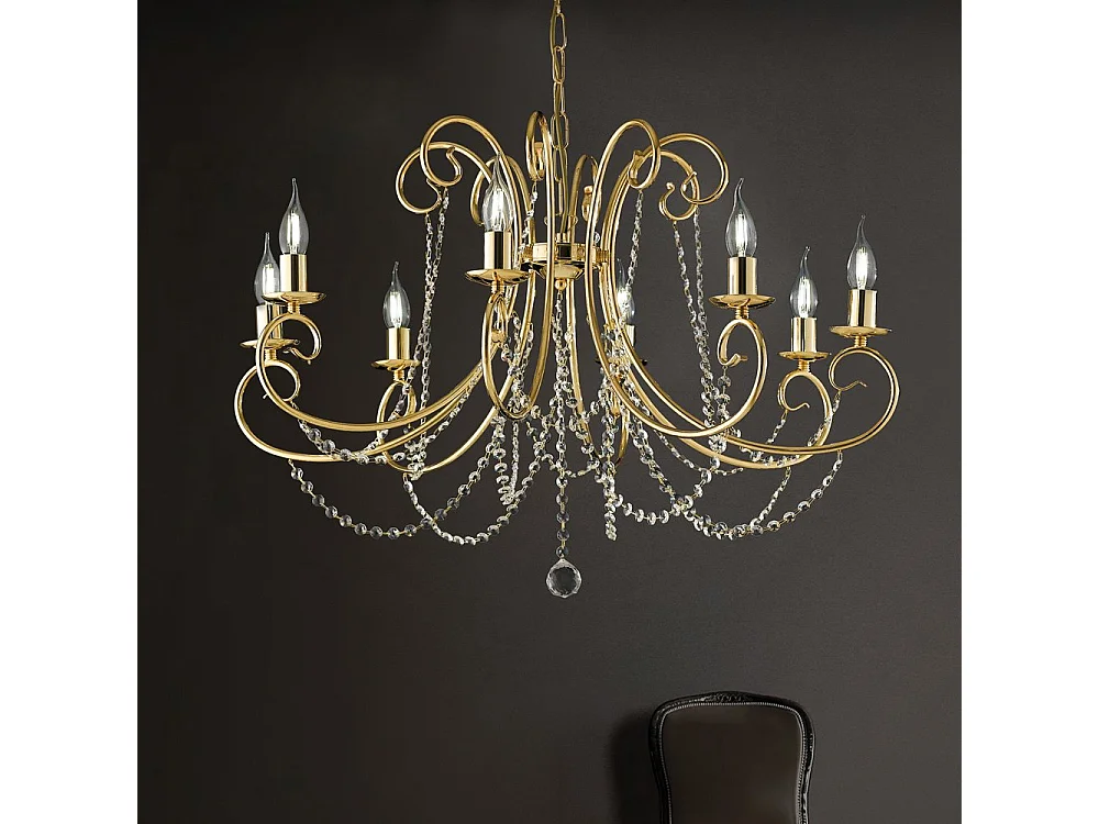 Magda - Gouden ijzeren kroonluchter 8 lichts 118 - Ø74 - BL146-8-OR