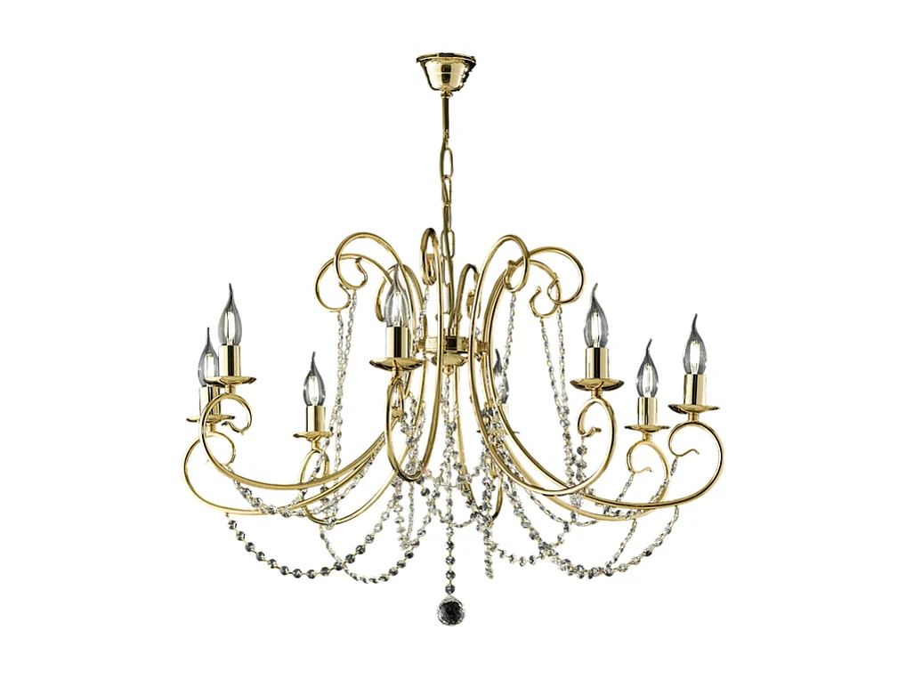 Magda - Lustre de ferro dourado 8 luzes 118 - Ø74 - BL146-8-OR