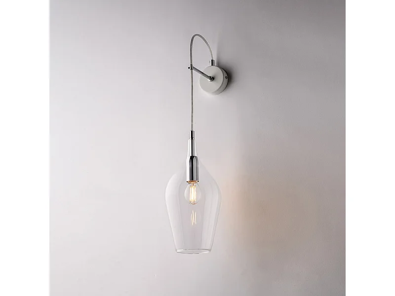 Ares Applique en fer et verre pyrex transparent 1 lumière .14 P.21 BL273-AP1-TR