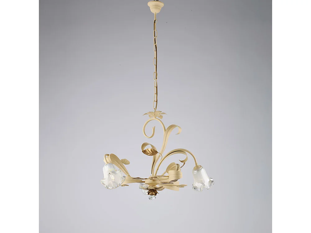 Cesto - Lustre de ferro lacado marfim decape 3 luzes 104 - Ø59 - BL274-3-AV