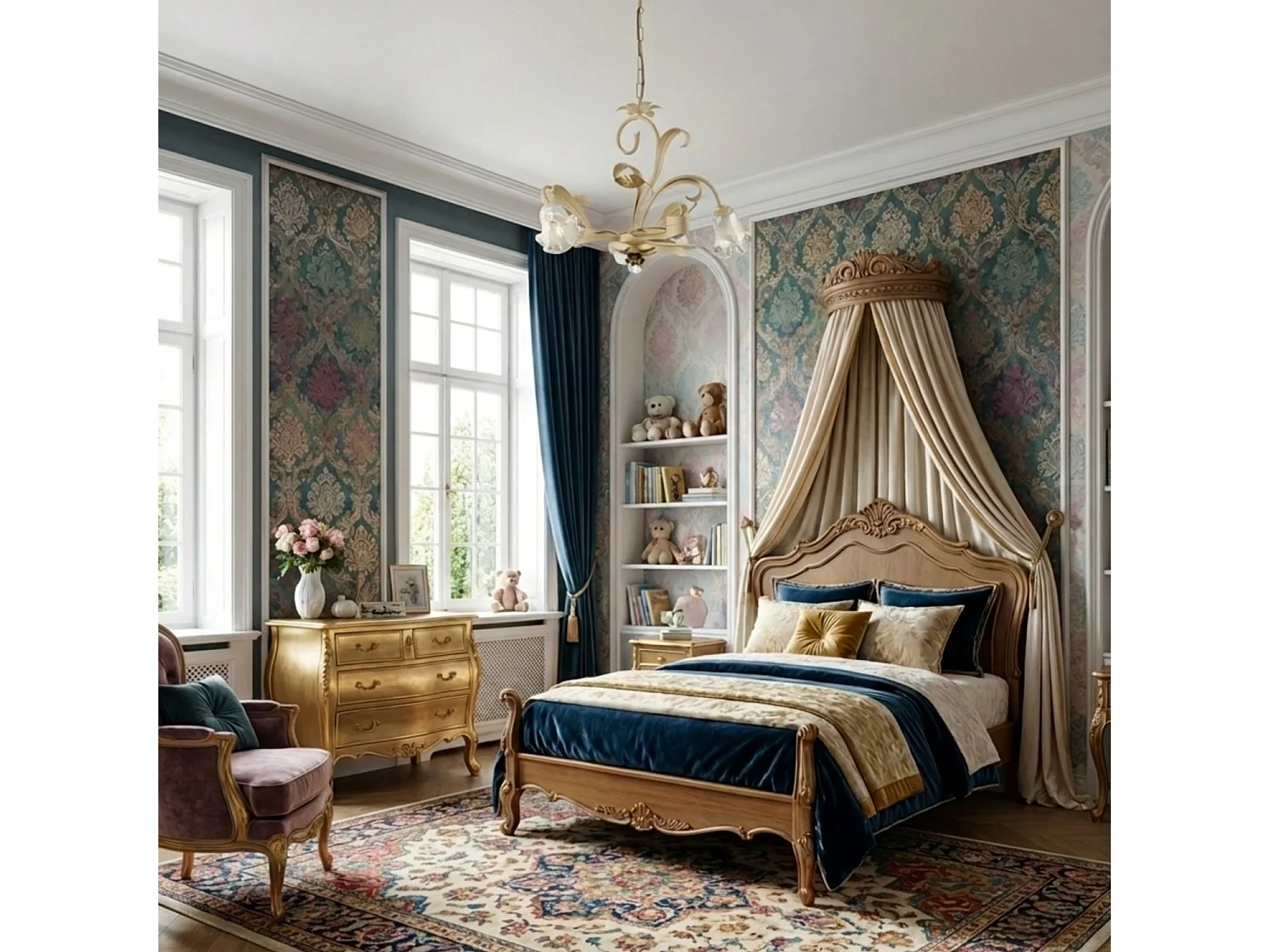 Cesto - Kronleuchter aus elfenbeinfarben gebeiztem und lackiertem Eisen, 3 Lichter 104 - Ø59 - BL274-3-AV