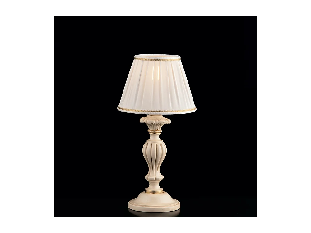 Leonardo - Tischlampe aus elfenbeinfarbenem und goldenem Holz 1 Licht mit Lampenschirm Dm.20 H.43 - Ø20 - BL180-LT-AV