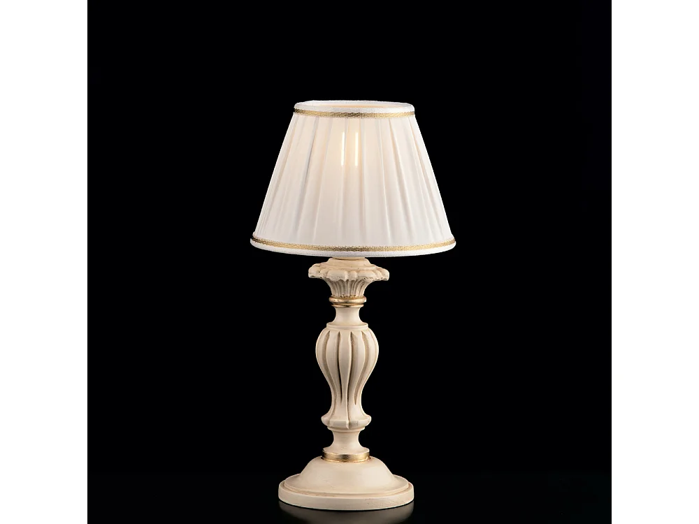 Leonardo Lampe de table en bois ivoire et doré 1 lumière avec abat-jour dm.20 H.43 d.20 BL180-LT-AV