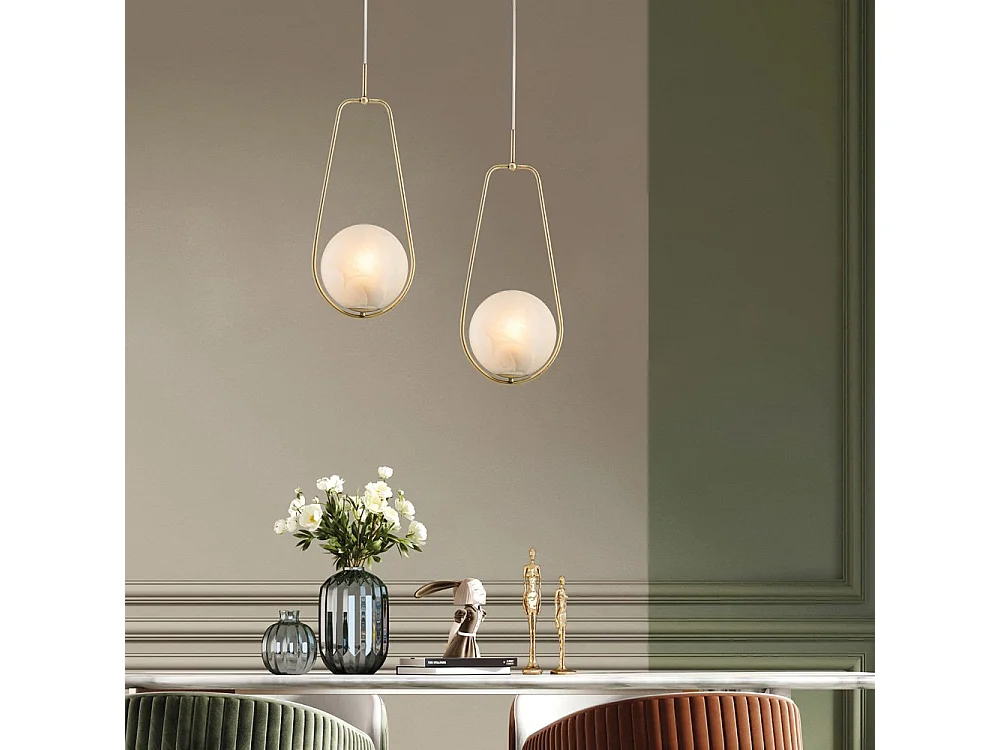 Afrodite Sospensione in ferro bronzato 1 luce con sfera dm.20  159 Ø24 BL286-S1-BRZ