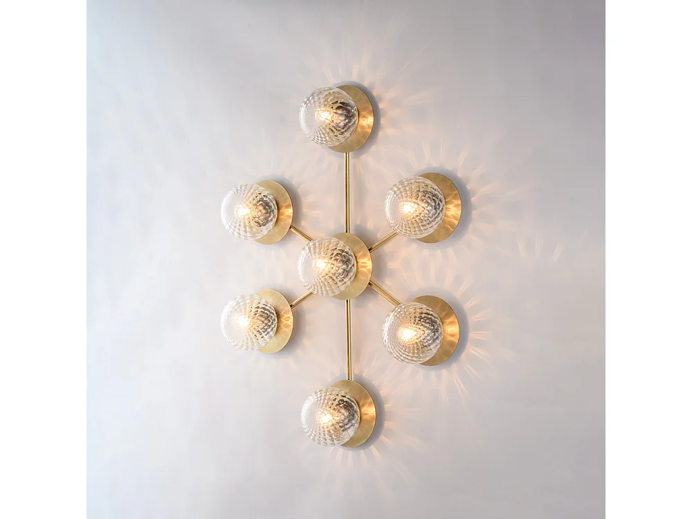 Lámpara de techo Harmony en hierro bronce cepillado 7 luces L.85x62 BL285-PL7-BRZ