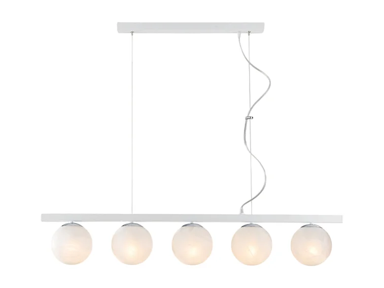 Adrian Suspension en fer laqué blanc et chrome 5 lumières L.101 x 14 BL278-5-BCO