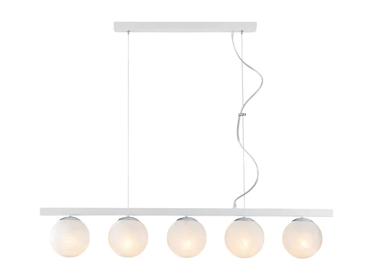 Adrian Suspension en fer laqué blanc et chrome 5 lumières L.101 x 14 BL278-5-BCO
