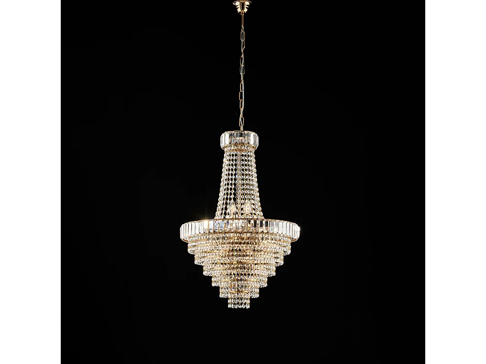 Żyrandol Vladimir z żelaza i mosiądzu w kolorze złotym z kryształkami 8 świateł 129 Ø51 BL263-8-OR