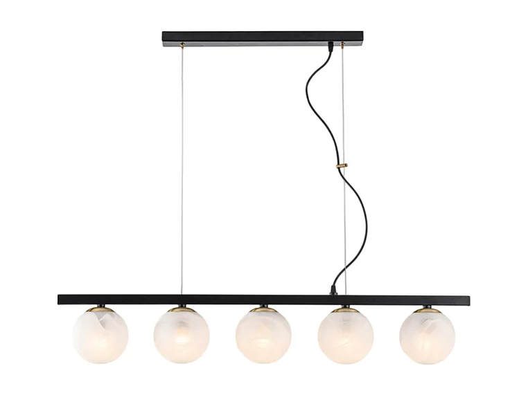 Adrian Suspension en fer laqué noir et bronzé 5 lumières L.101 x 14 BL278-5-NR
