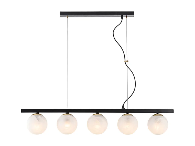 Adrian Suspension en fer laqué noir et bronzé 5 lumières L.101 x 14 BL278-5-NR