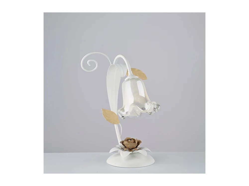Cesto Lampe de table Shabby en fer laqué blanc 1 lumière H.34 d.25 BL274-LT-BCO