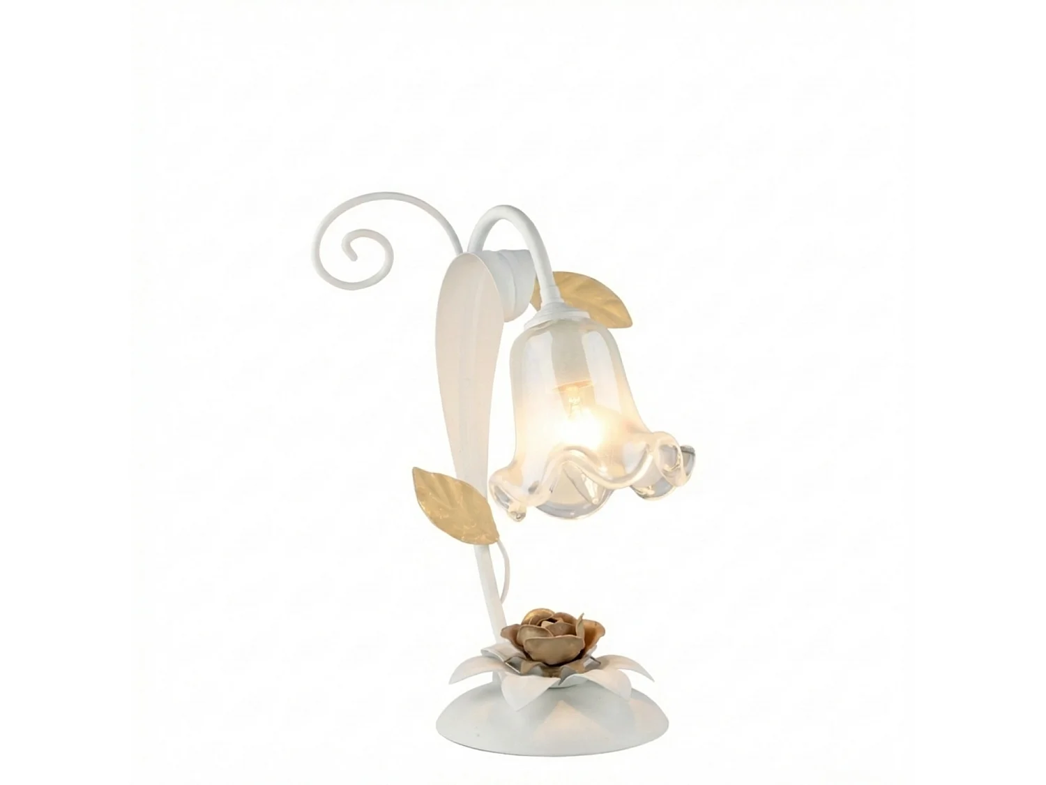 Shabby hvidlakeret jernkurvelampe, 1 lys, H.34 Ø25 BL274-LT-BCO