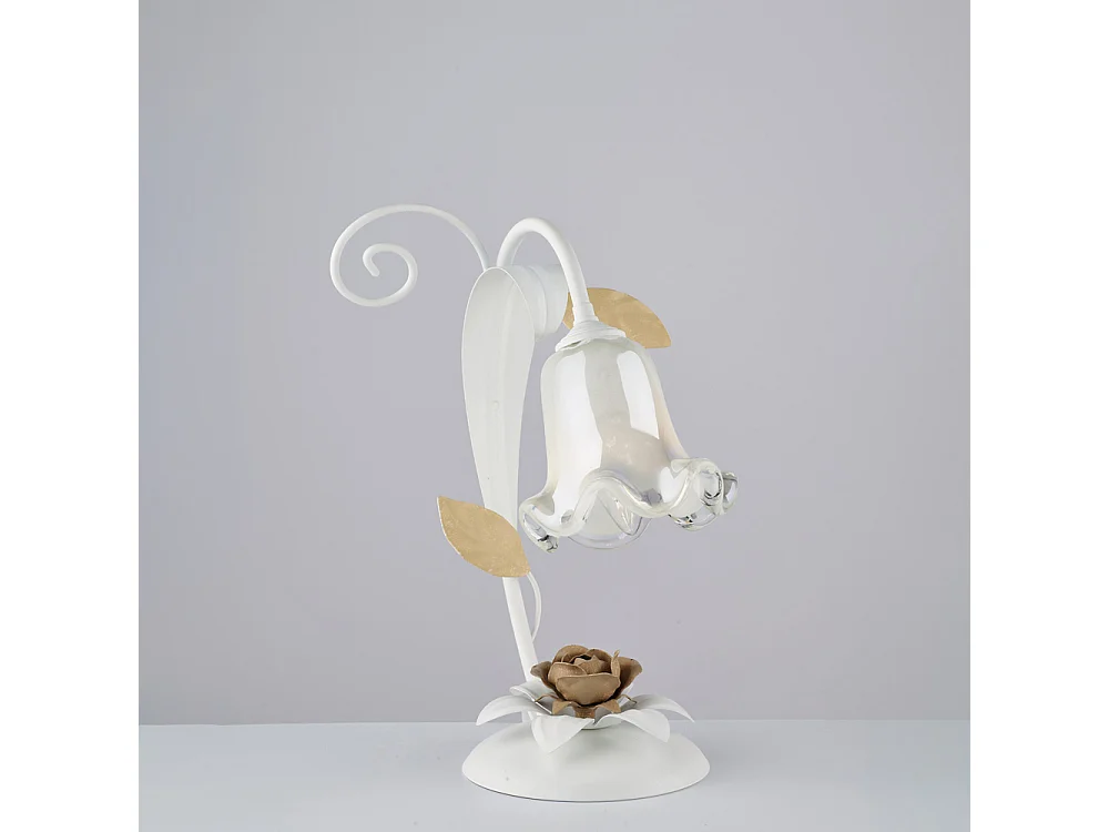 Shabby hvidlakeret jernkurvelampe, 1 lys, H.34 Ø25 BL274-LT-BCO