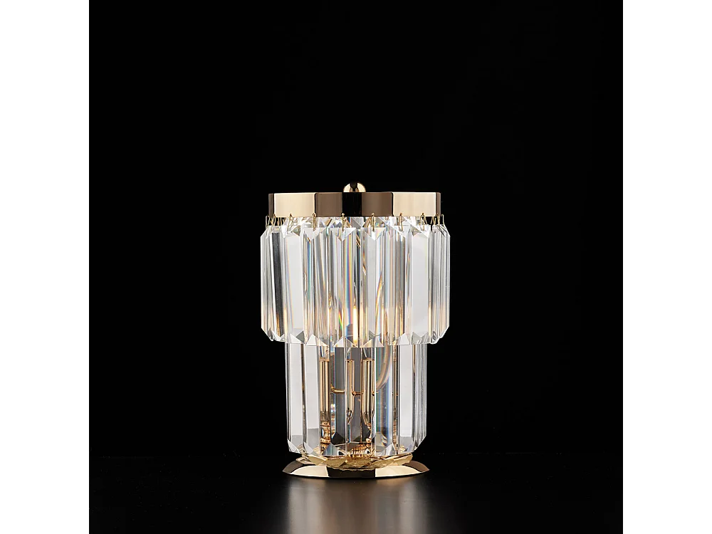 Lampa stołowa Schubert z żelaza i złoconego mosiądzu z kryształkami 1 lampa H.24 Ø15 BL272-LT-OR