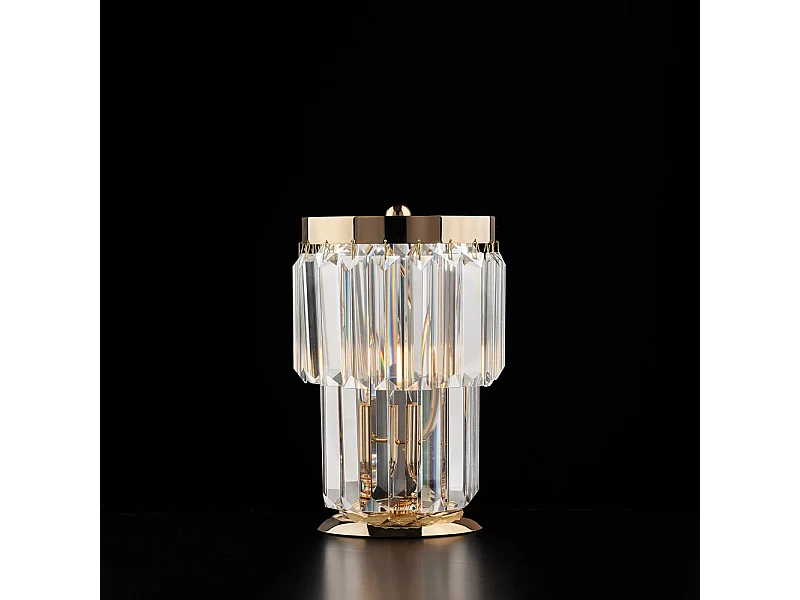 Schubert - Tischlampe aus Eisen und goldenem Messing mit Strasssteinen 1 Licht H.24 - Ø15 - BL272-LT-OR