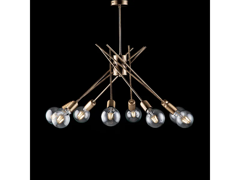 Polish Plafoniera in ferro bronzato spazzolato 8 luci H.62 Ø64 BL186-PL8-BRZ