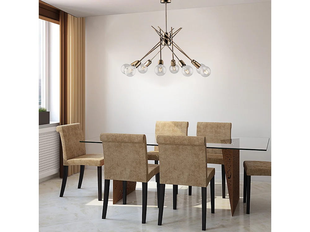 Lámpara de techo de hierro bronce cepillado polaco 8 luces H.62 Ø64 BL186-PL8-BRZ