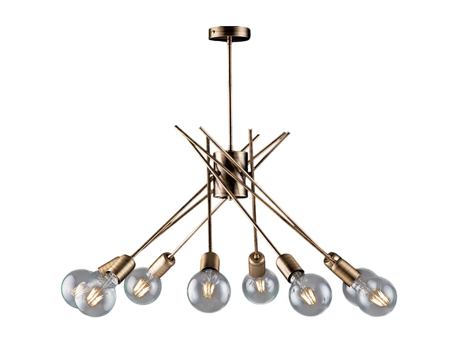 Polish Plafonnier en fer bronzé brossé 8 lumières H.62 d.64 BL186-PL8-BRZ