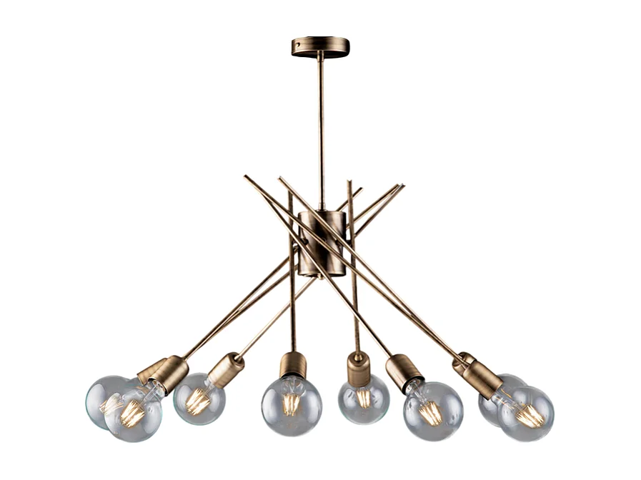 Lámpara de techo de hierro bronce cepillado polaco 8 luces H.62 Ø64 BL186-PL8-BRZ