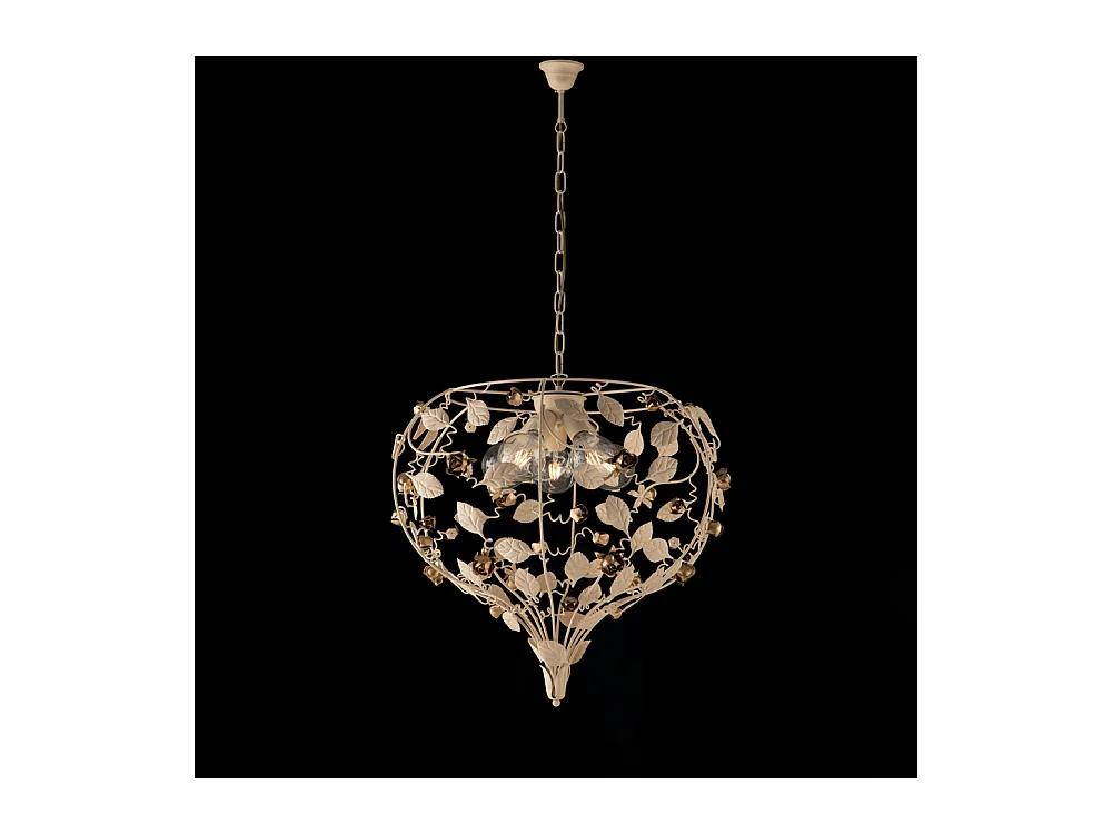 Bella Lustre en fer laqué décapé ivoire 5 lumières 125 d.68 BL196-5-AV