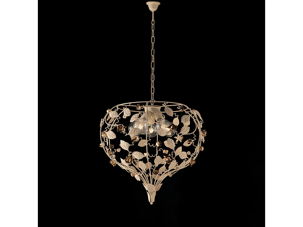 Bella Lustre en fer laqué décapé ivoire 5 lumières 125 d.68 BL196-5-AV