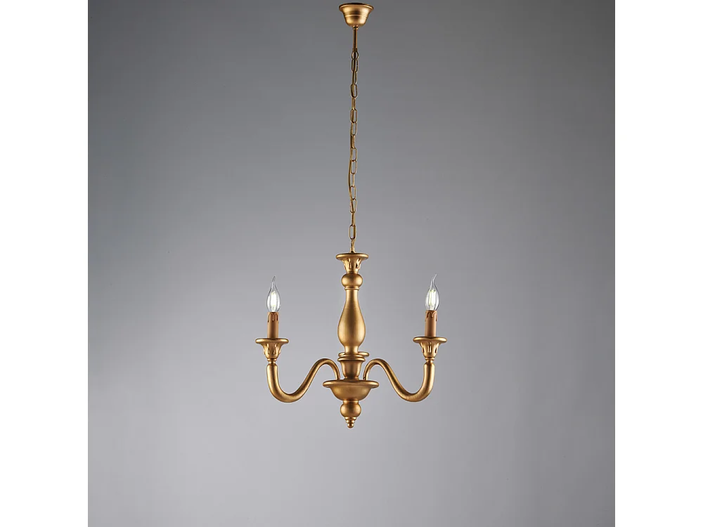 Lucca Lustre antique en bois doré 3 lumières 108 d.41 BL271-3-OR