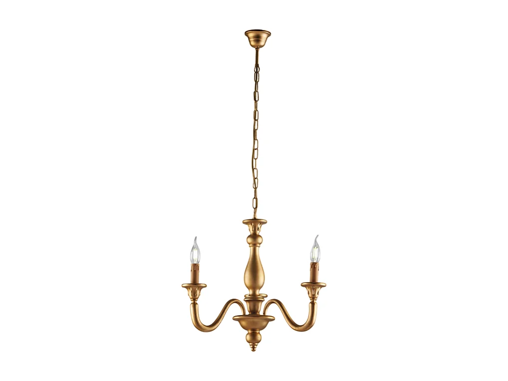 Lucca - Lustre antigo de madeira dourada 3 luzes 108 - Ø41 - BL271-3-OR