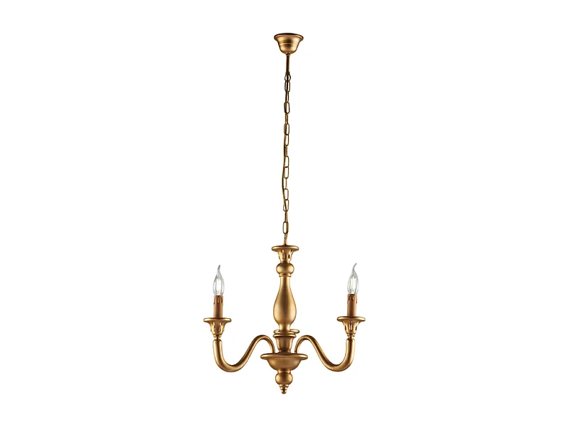 Bonetti Illumina -  Lucca - Kronleuchter aus antikgoldenem Holz mit 3 Lichtern 108 - Ø41 - BL271-3-OR