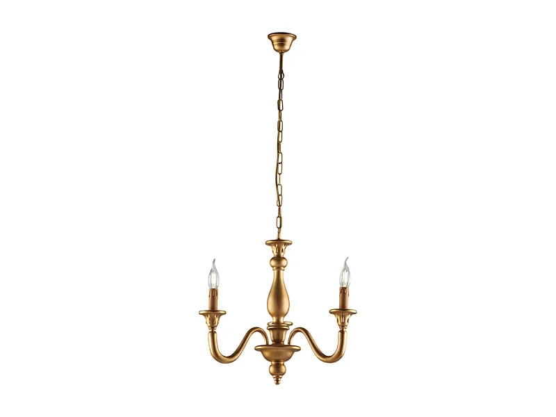 Lucca - Antiek goud houten kroonluchter 3 lichts 108 - Ø41 - BL271-3-OR