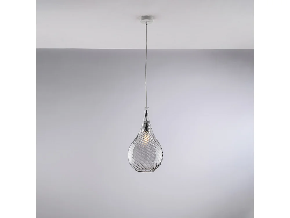 Pluvia Lámpara de suspensión de hierro con cristal pyrex gris 1 luz 142 Ø20 BL264-S1-GR