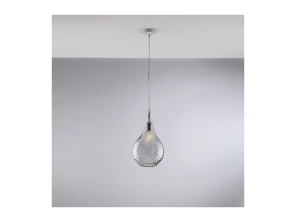 Pluvia Suspension en fer et verre pyrex gris 1 lumière 142 d.20 BL264-S1-GR