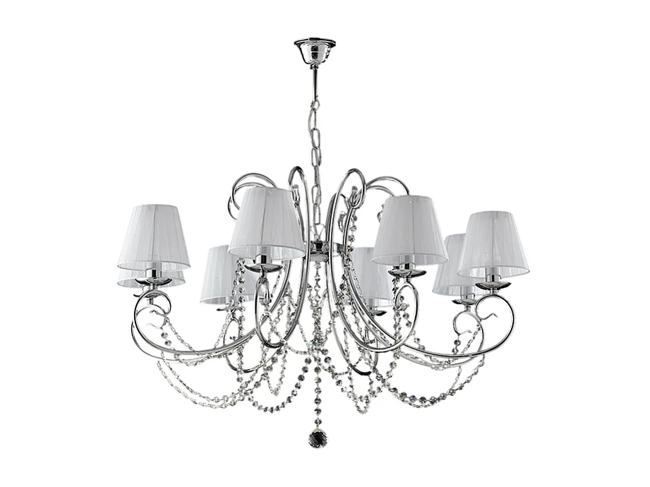 Magda - Lustre de ferro cromado com 8 luzes e 118 abajures - Ø78 - BL146-8-CR-PAR
